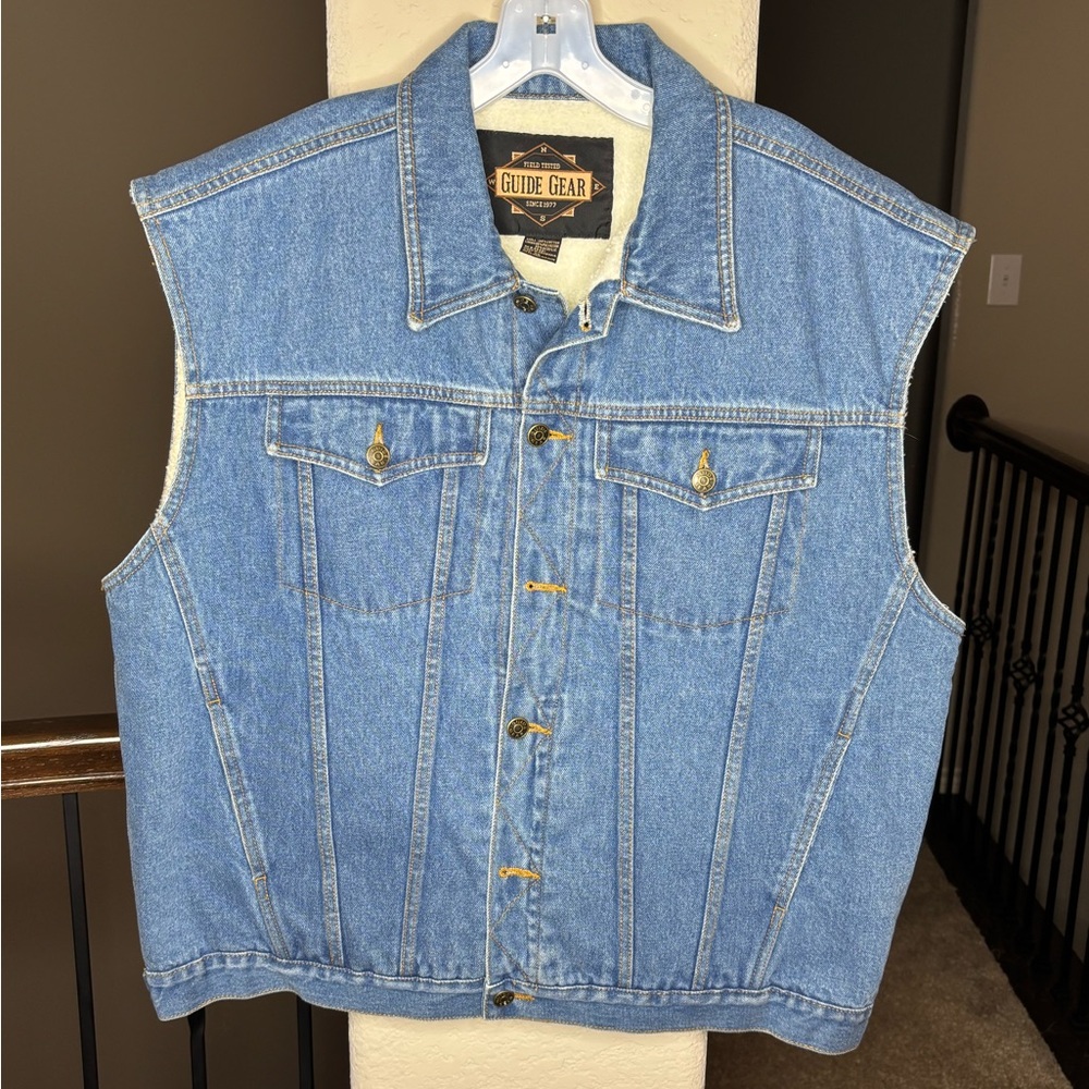 Guide Gear Women's Blue Denim Vest with Novelty Dog Embroidery Size XL